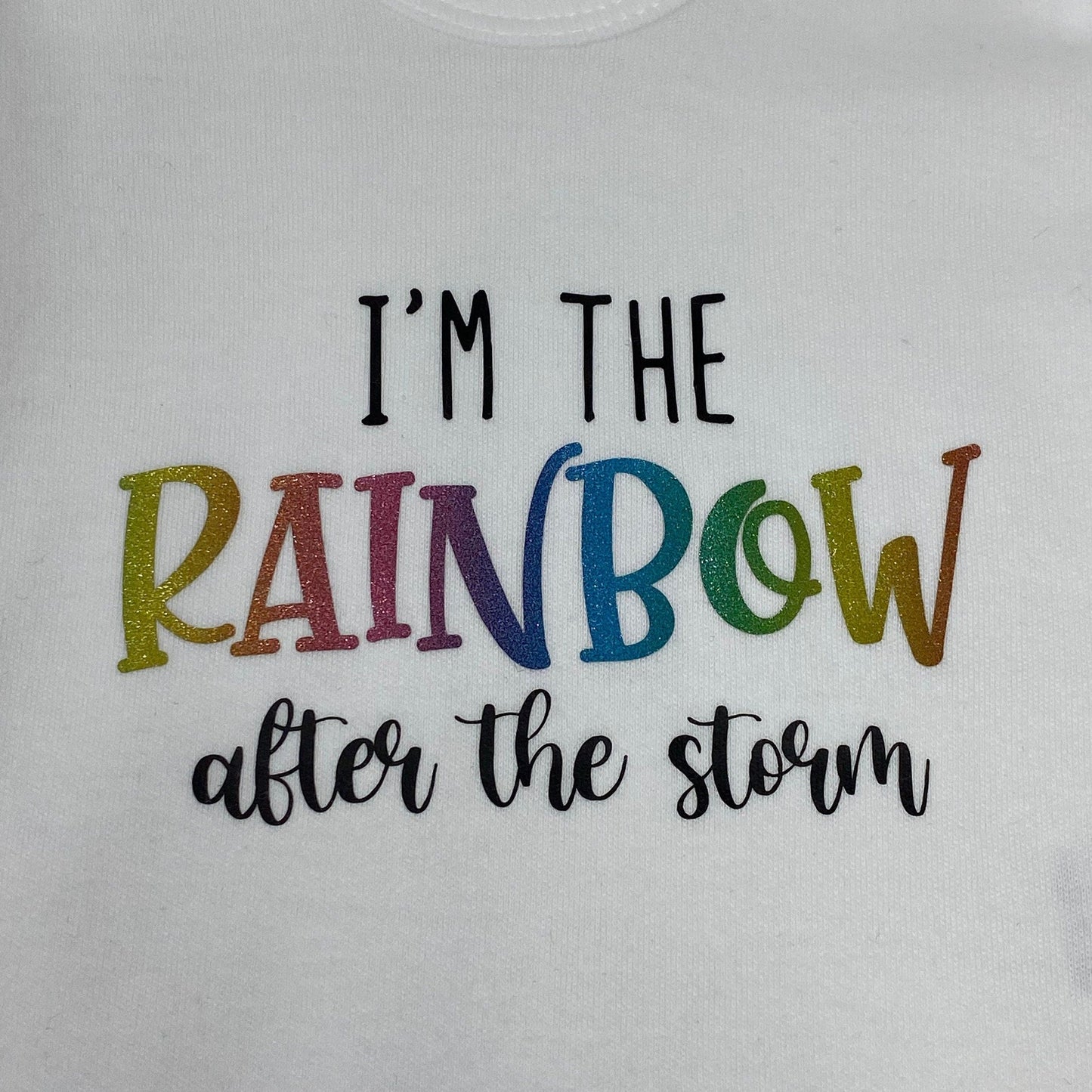 I'm the rainbow after the storm vest, Rainbow Baby, Announcement, New baby vest