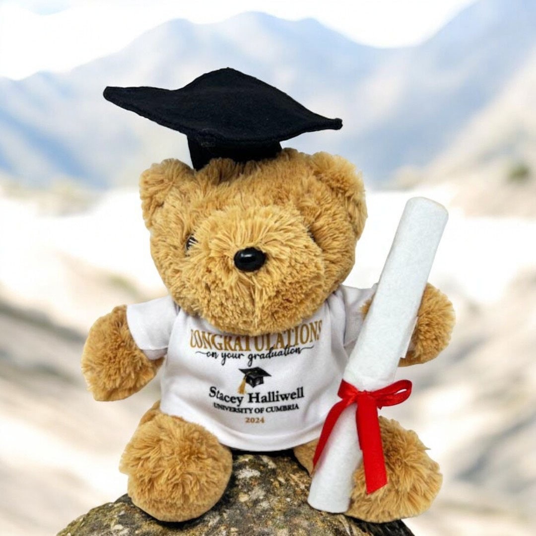 Personalised Graduation Teddy Bear With Box Graduate Congratulations University Bear With Cap End of Year Graduate