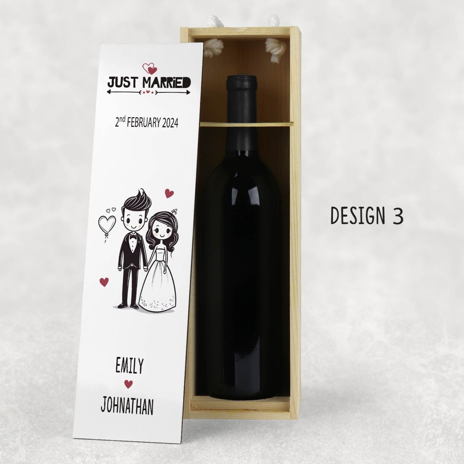 Personalised Wedding Couple Wine Box 4 Designs