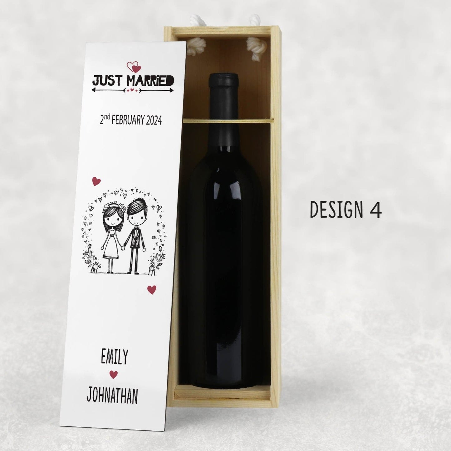 Wedding Bottle Wine Box, Wooden Wine Box, Wedding Gift Keepsake, Celebration Bottle Box, Just Married Gift, Modern Wedding Bottle Wooden Box