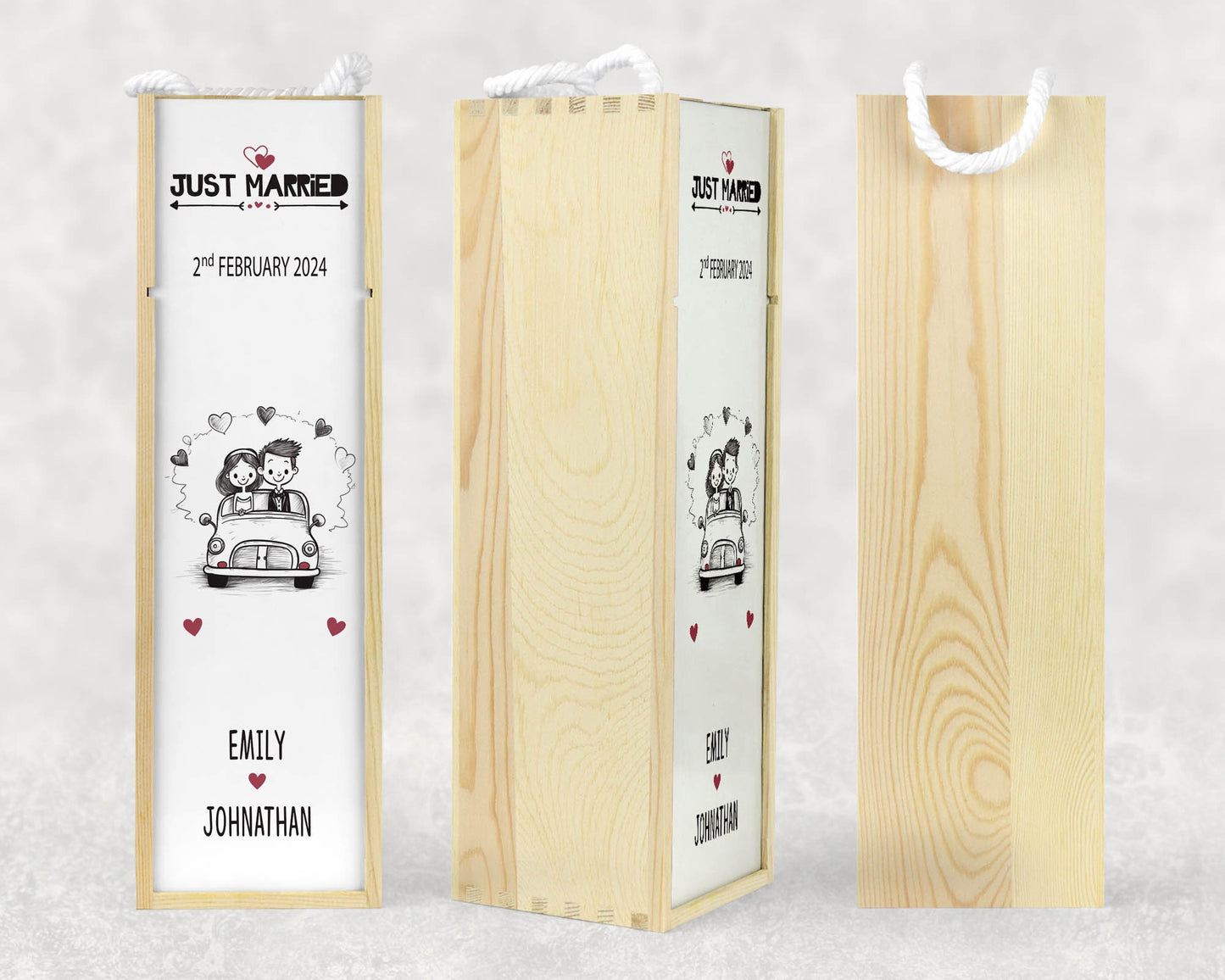 Wedding Bottle Wine Box, Wooden Wine Box, Wedding Gift Keepsake, Celebration Bottle Box, Just Married Gift, Modern Wedding Bottle Wooden Box