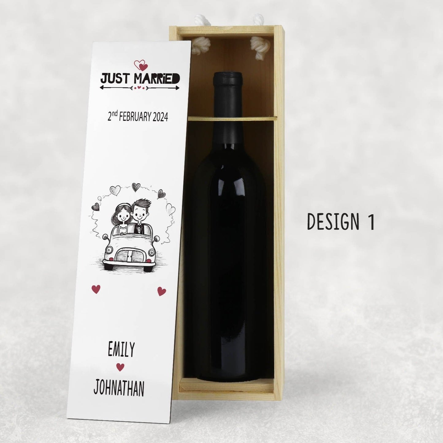 Wedding Bottle Wine Box, Wooden Wine Box, Wedding Gift Keepsake, Celebration Bottle Box, Just Married Gift, Modern Wedding Bottle Wooden Box