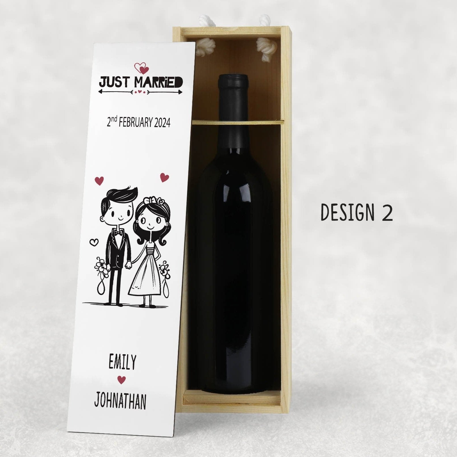 Personalised Wedding Couple Wine Box 4 Designs