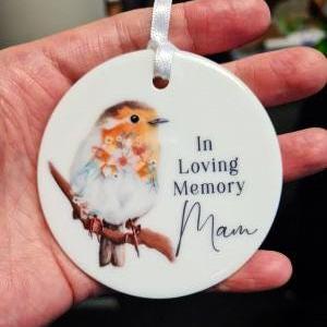 Robin Memory Hanging Decoration Relation, Friend,Loved One Christmas Memory, Ceramic Memory Bauble, Christmas Bauble,Christmas Loss Keepsake