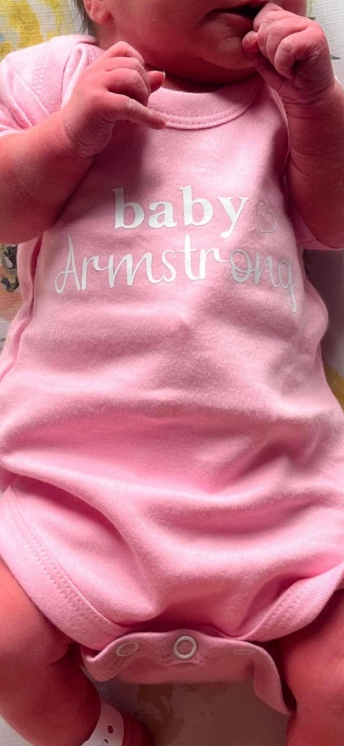 New Baby Vest, Personalised Baby Vest, Baby Surname, New baby bodysuit, Baby announcement, Baby Girl
