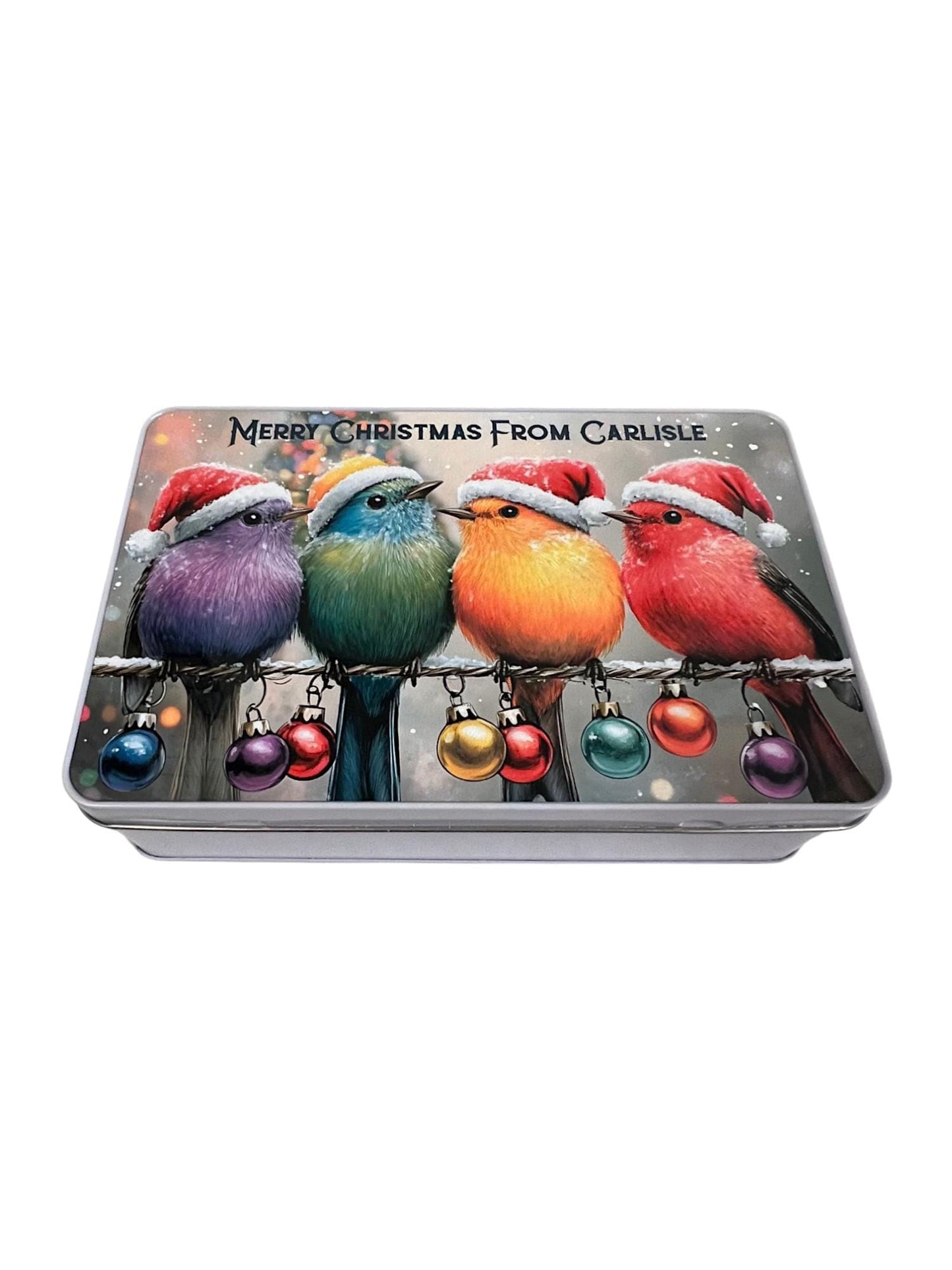 Personalised From Town, City, House Christmas Birds Robin Treat Tin, Family Gift, Neighbour Gift, Our House To Yours Gift Tin, Sweet Tin,