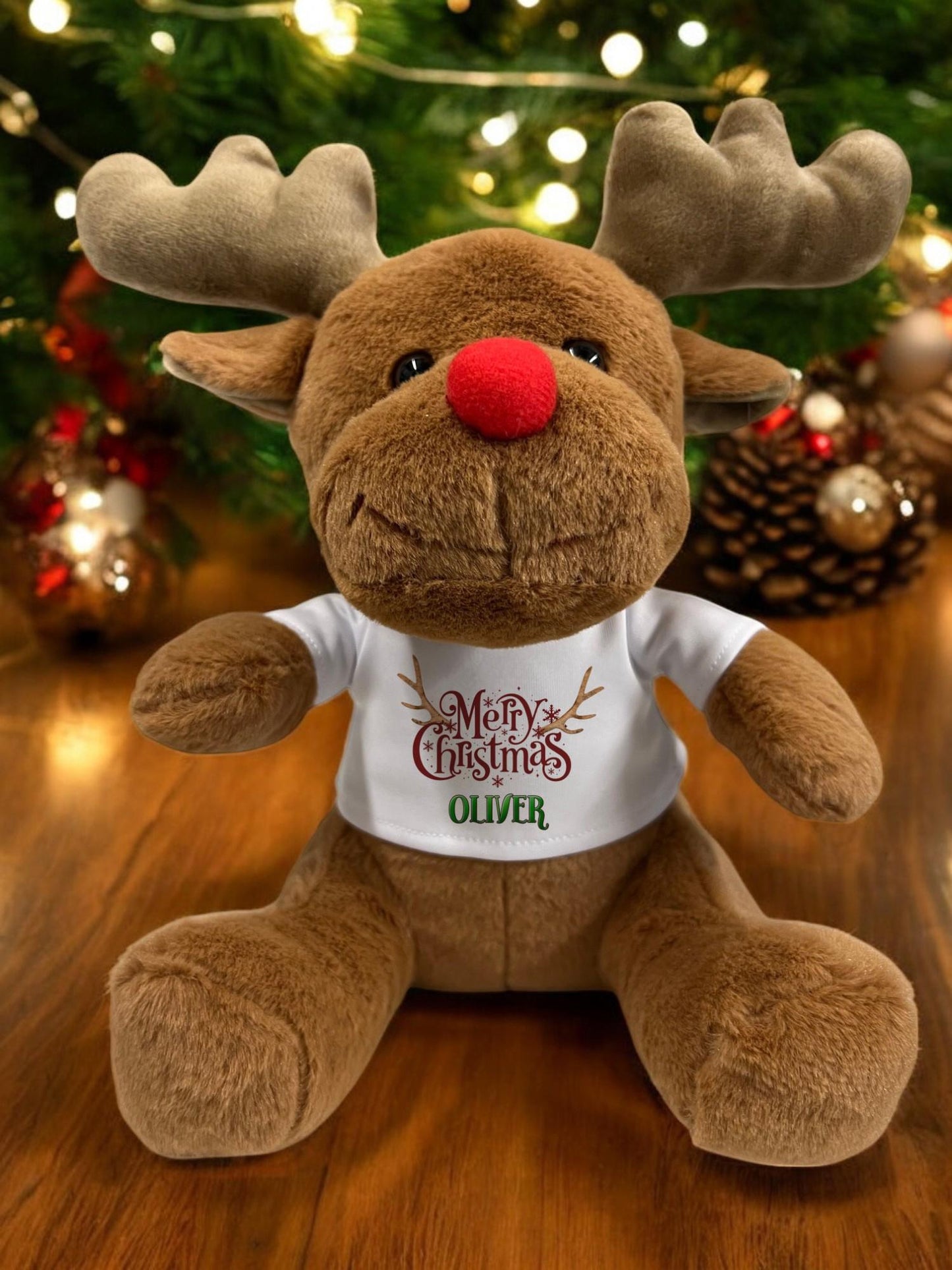 Personalised Reindeer Soft Toy Baby 1st Christmas, Rainbow Christmas, Merry Christmas Child, Toddler, Kids Xmas Gift, Soft Plush With Name