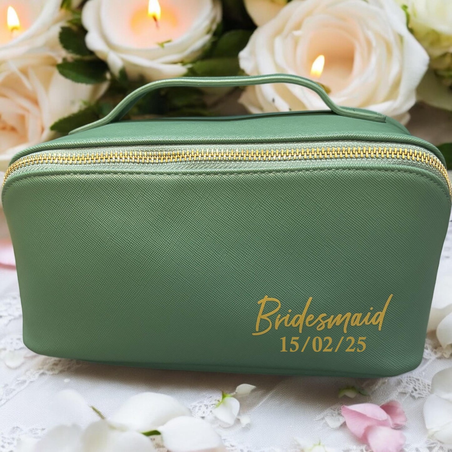 Bridesmaid Cosmetic Bag, Bridesmaid Gift, Personalised Make-up Bag, Bridesmaid, Wedding Gift, Sage Green
