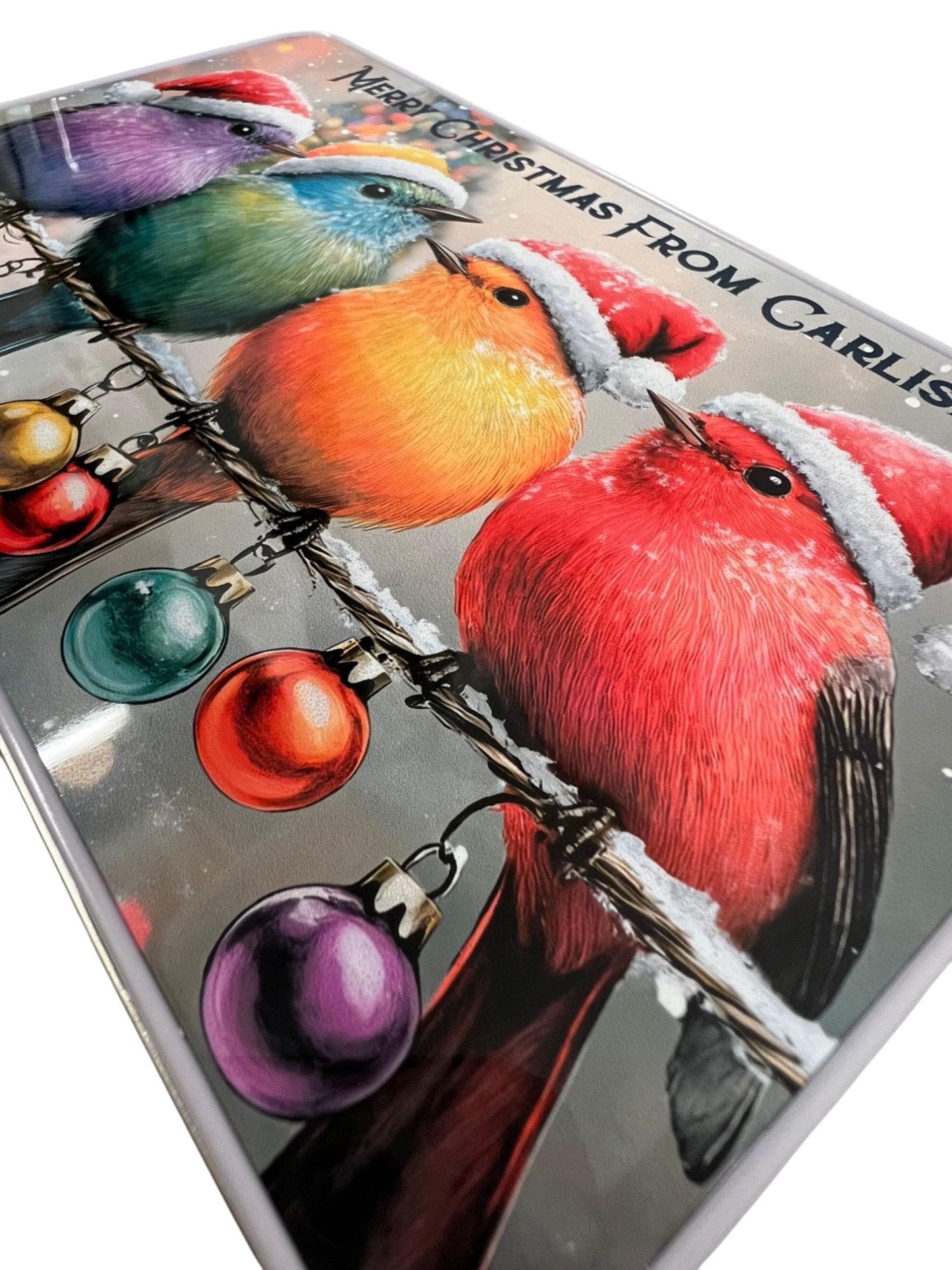 Personalised From Town, City, House Christmas Birds Robin Treat Tin, Family Gift, Neighbour Gift, Our House To Yours Gift Tin, Sweet Tin,