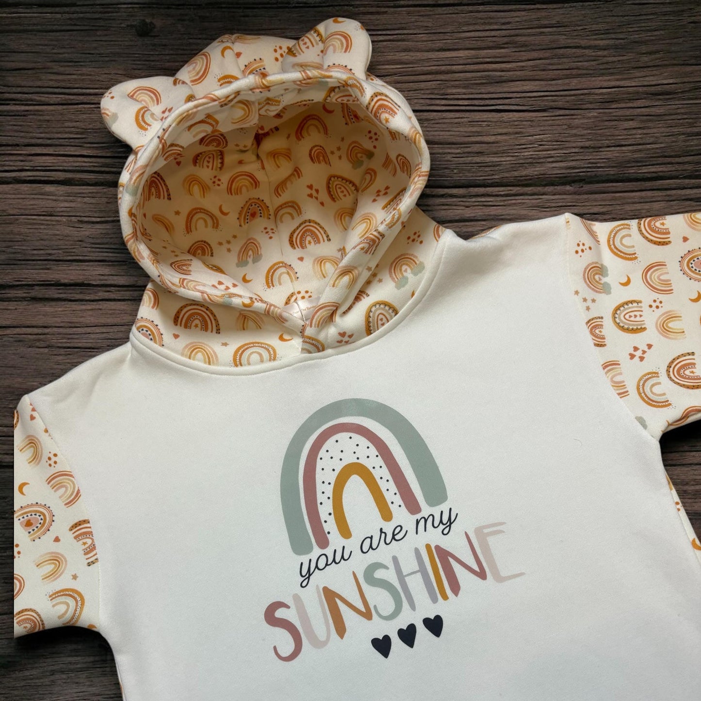 Girls Rainbow Hoodie, Age 5-6 Years, Girls Quote hoodie, You Are My Sunshine, Girls Hoodie, Girls Cosy Top, Rainbow