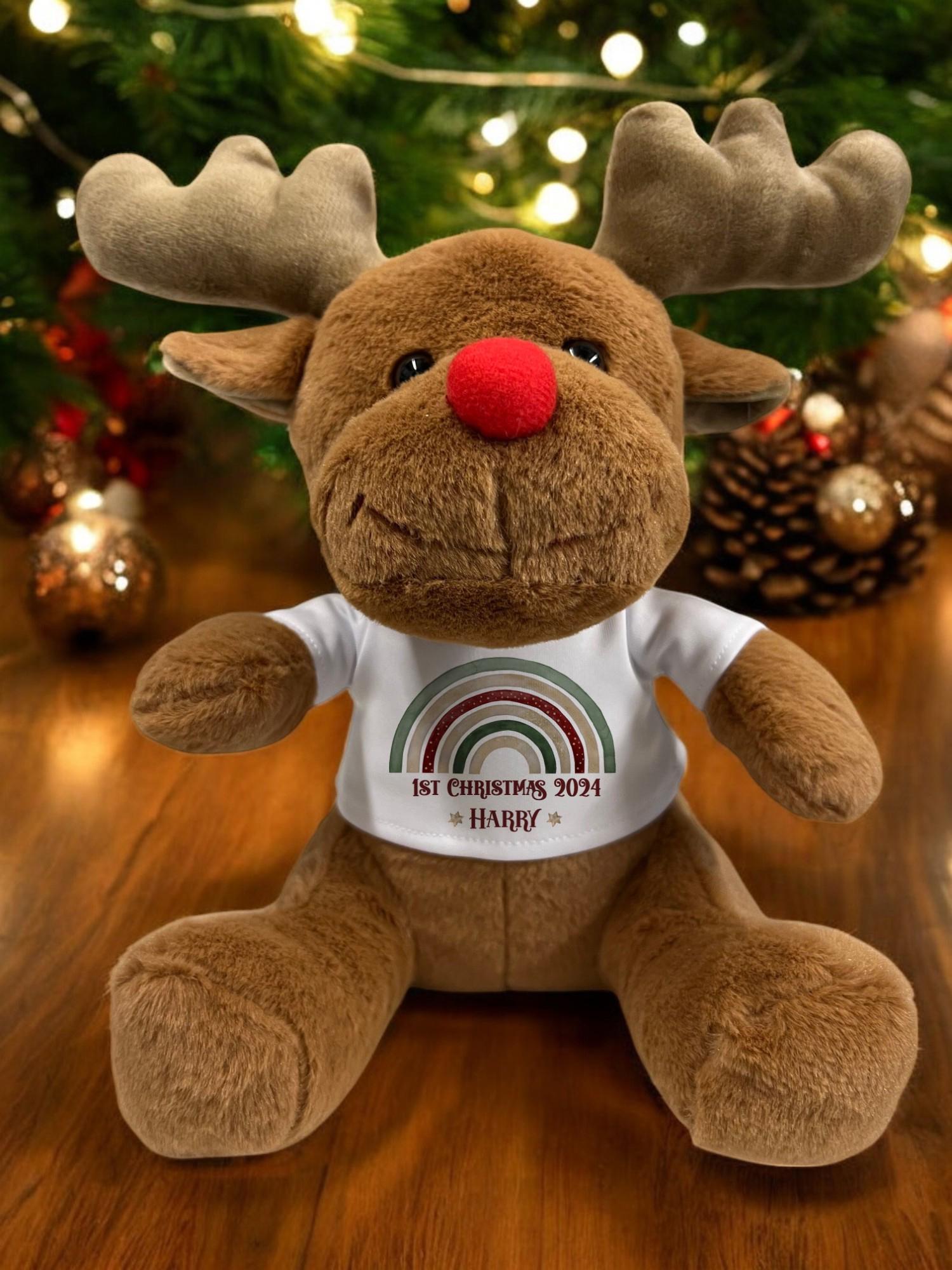 Personalised Reindeer Soft Toy Child & Baby 1st Christmas