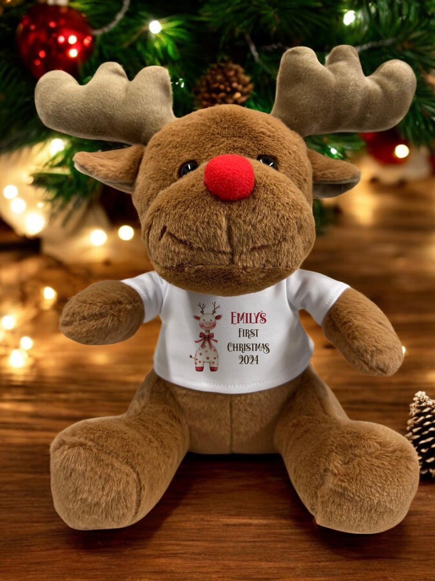 Personalised Reindeer Soft Toy Baby 1st Christmas, Rainbow Christmas, Merry Christmas Child, Toddler, Kids Xmas Gift, Soft Plush With Name
