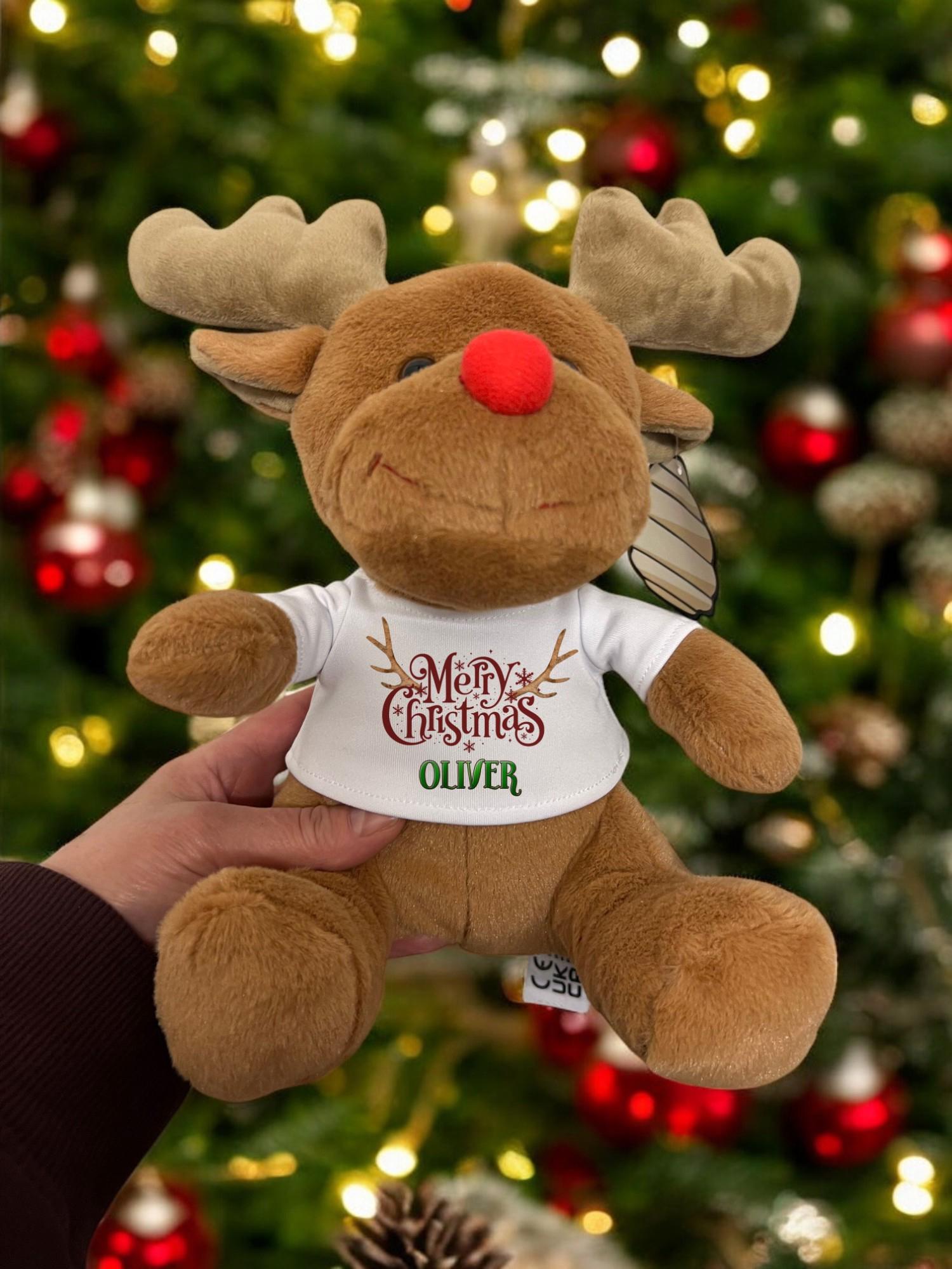 Personalised Reindeer Soft Toy Child & Baby 1st Christmas
