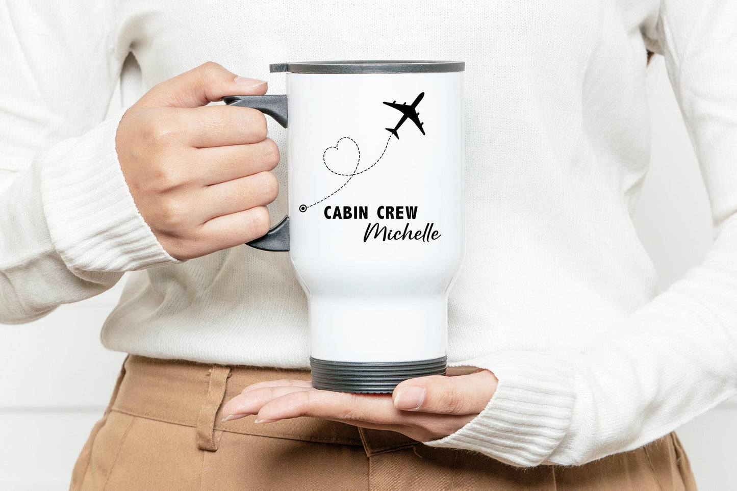 Cabin Crew Travel Mug, Airport Worker Accessory, Flight Attendant Mug, Airline Worker Gift, Pilot Mug, Air Hostess Work