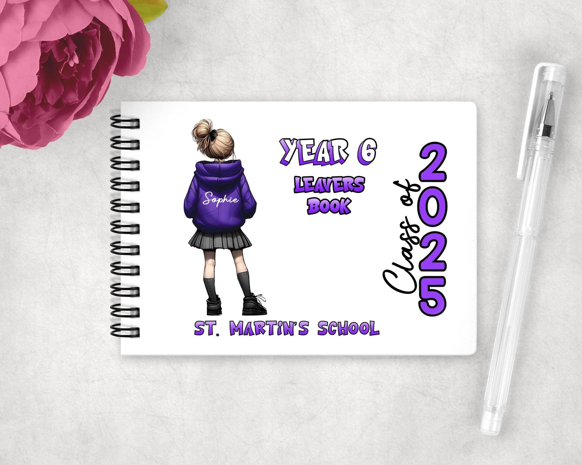 A6 Personalised Girls Leavers Notebook