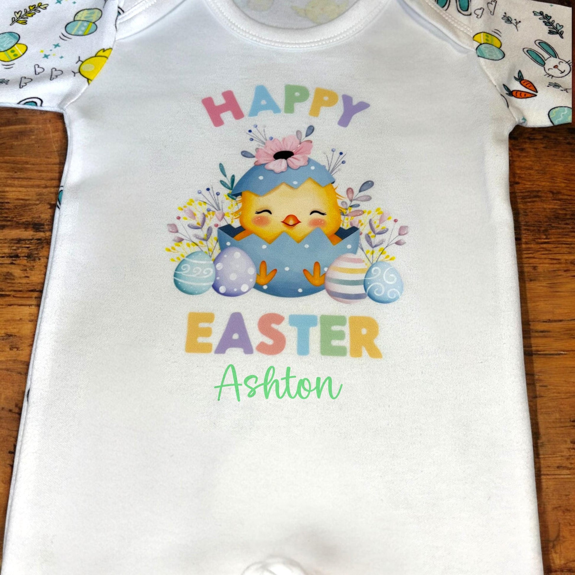 0-3 Months Personalised Baby Easter Romper