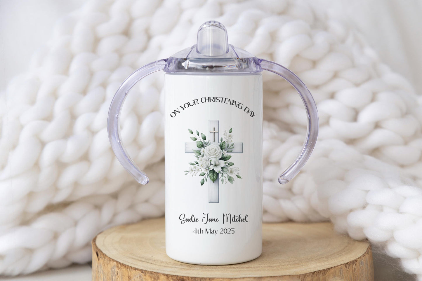 Christening Cross, Baptism Gift Sippy Cup Drinking Cup Baby Boy Girl Keepsake Gift Naming Day Gift Baby Toddler Traditional Christening Gift