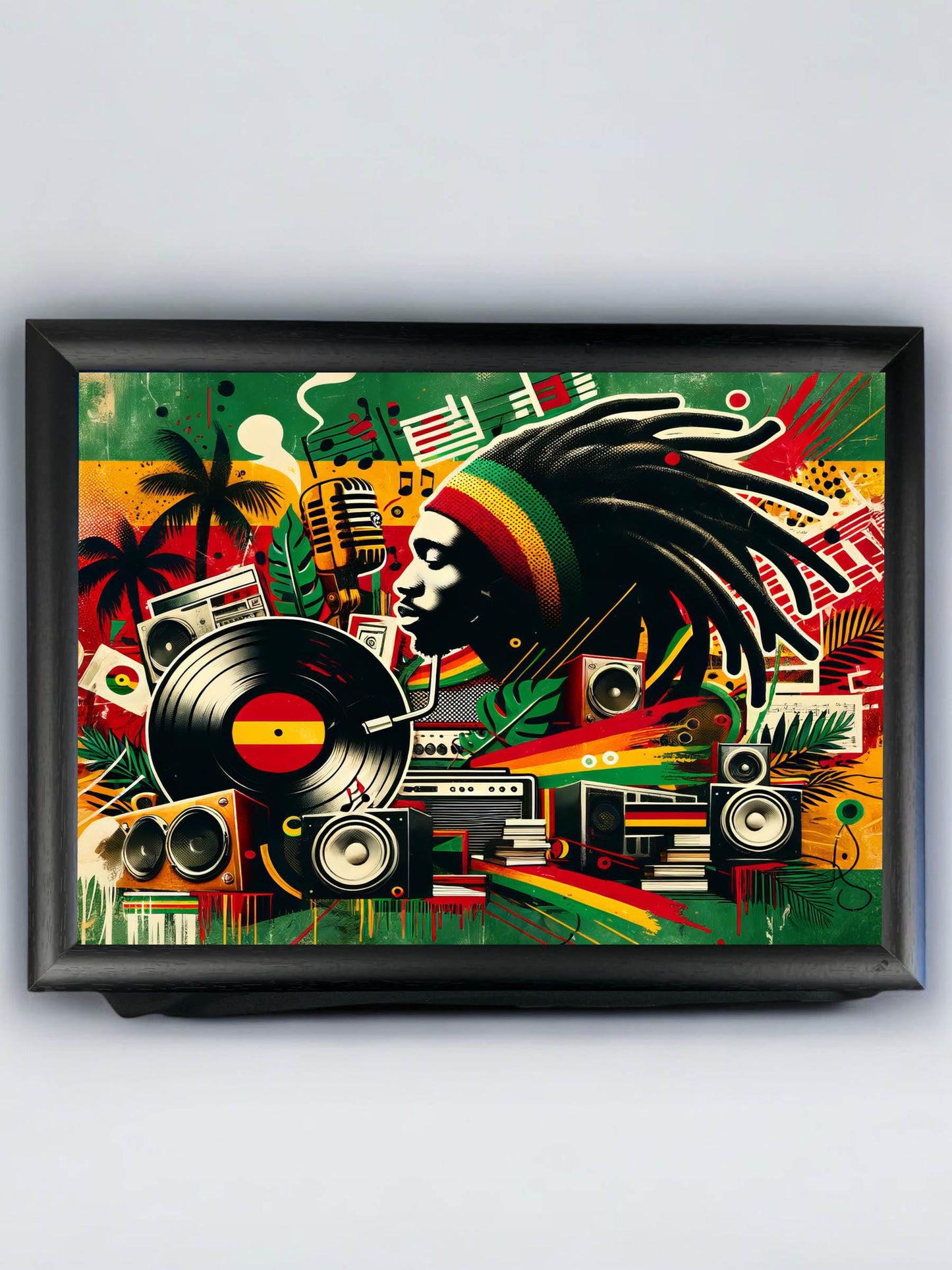 Reggae lap tray, Rastafari tray, Breakfast tray, Laptop tray, Cushioned lap tray, Reggae gift, TV tray, Gift for him, Music lover gift