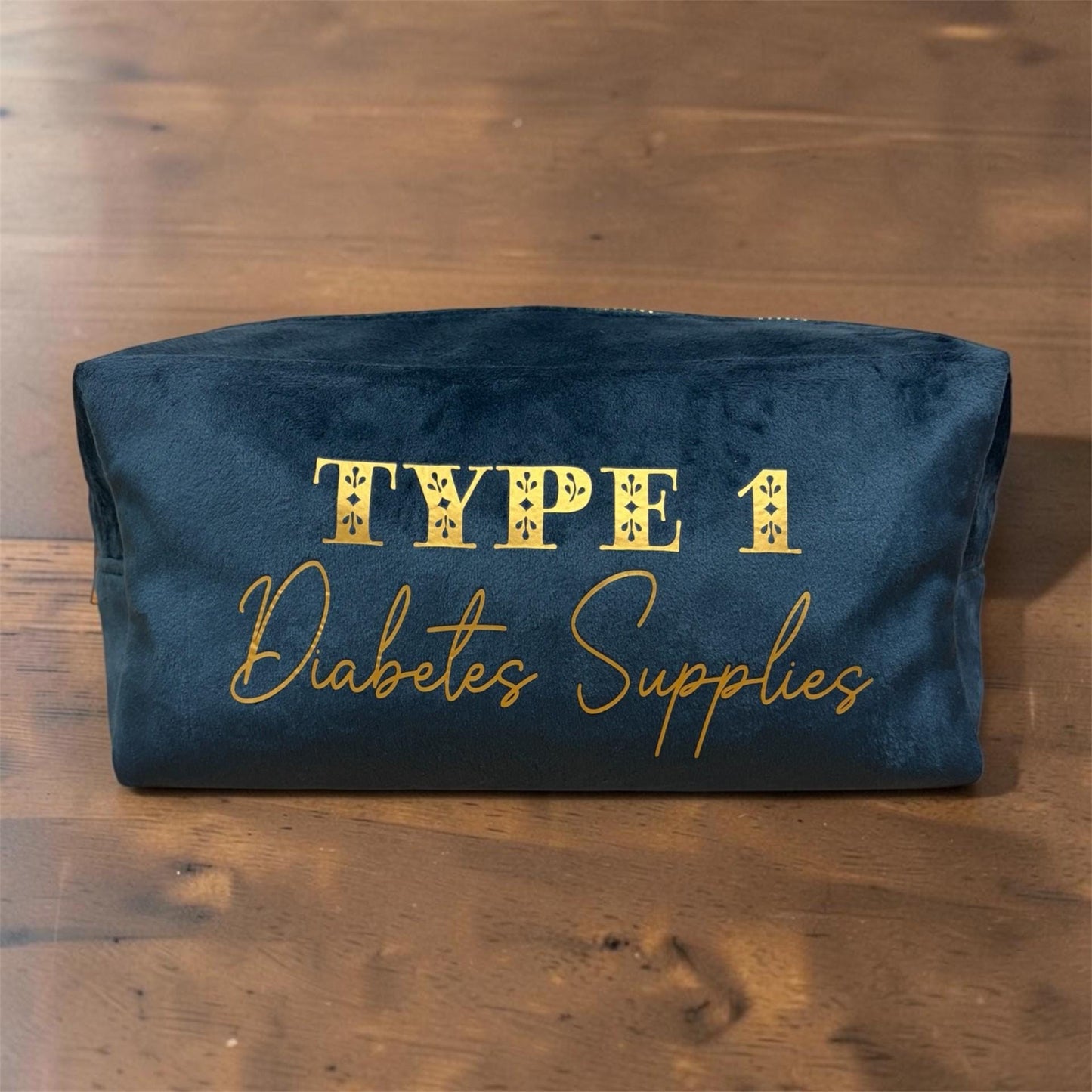 Type 1 Diabetes Bag, Diabetes Organiser, Diabetic Travel Case, Medical Supplies Organiser, Blue Topaz Velvet Pouch, Type 1 Diabetic Gift