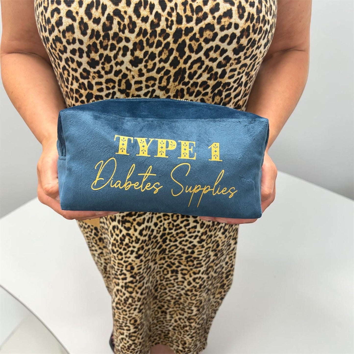 Type 1 Diabetes Bag, Diabetes Organiser, Diabetic Travel Case, Medical Supplies Organiser, Blue Topaz Velvet Pouch, Type 1 Diabetic Gift