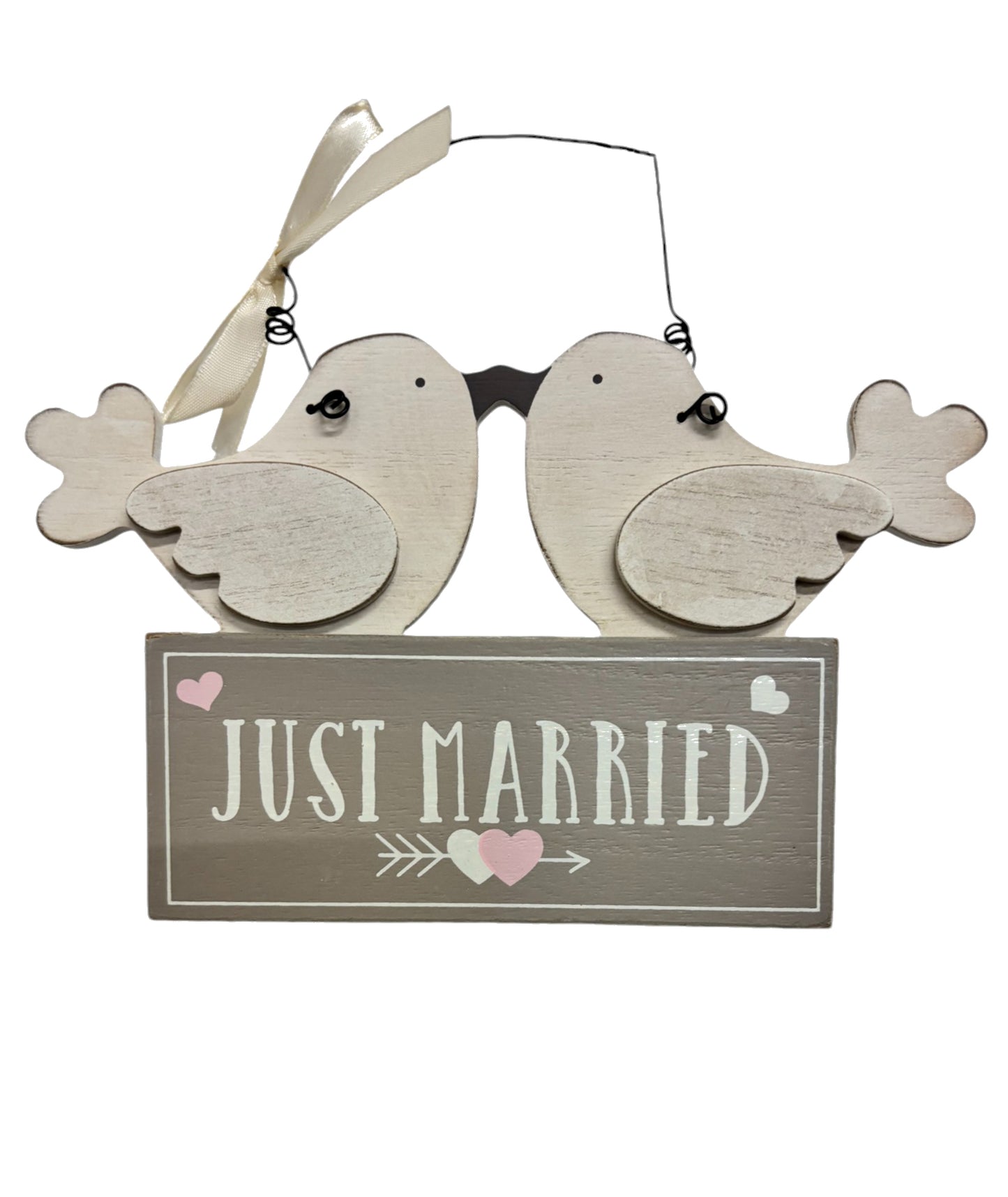 Just Married Love Birds Plaque