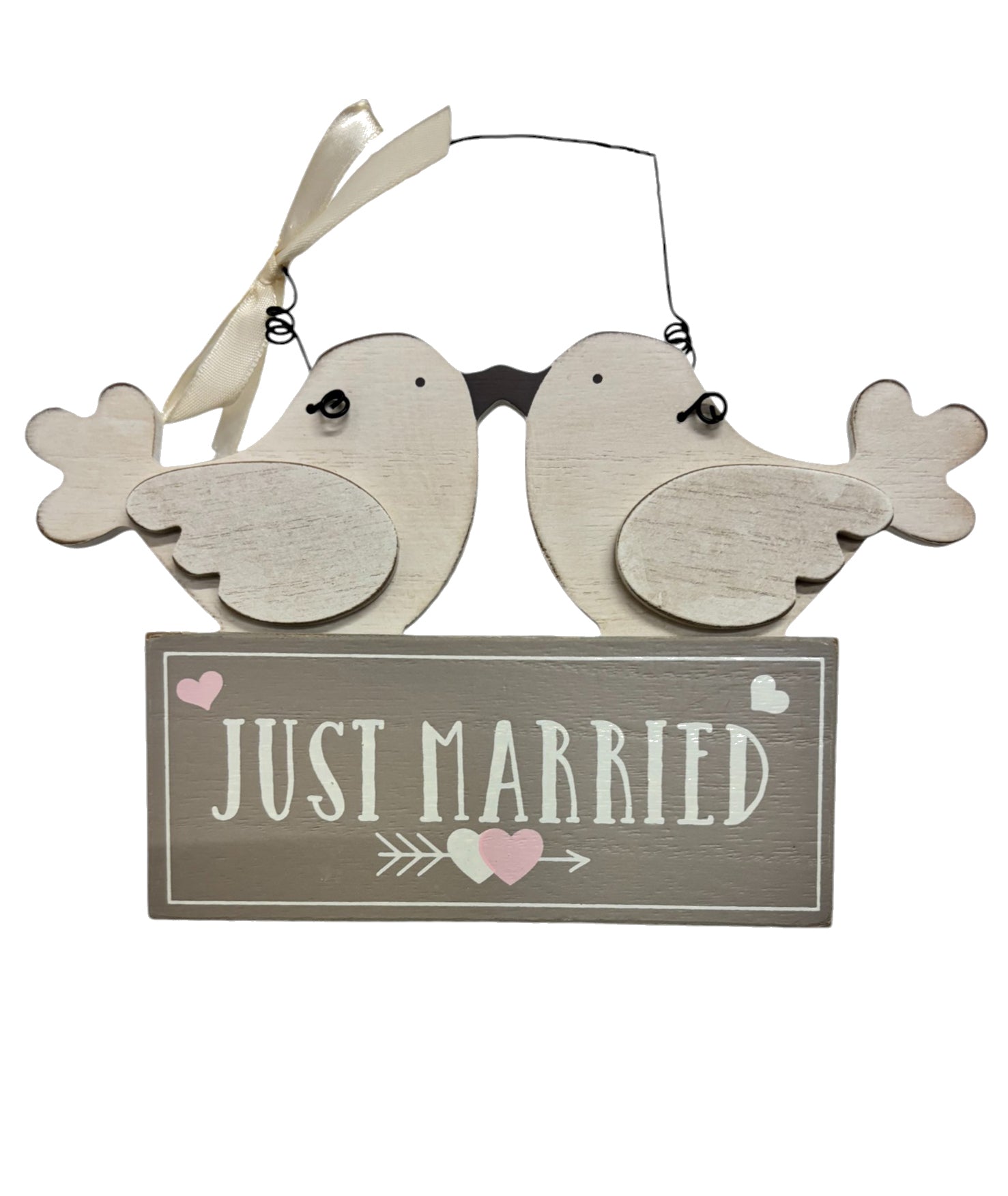 Just Married Love Birds Plaque