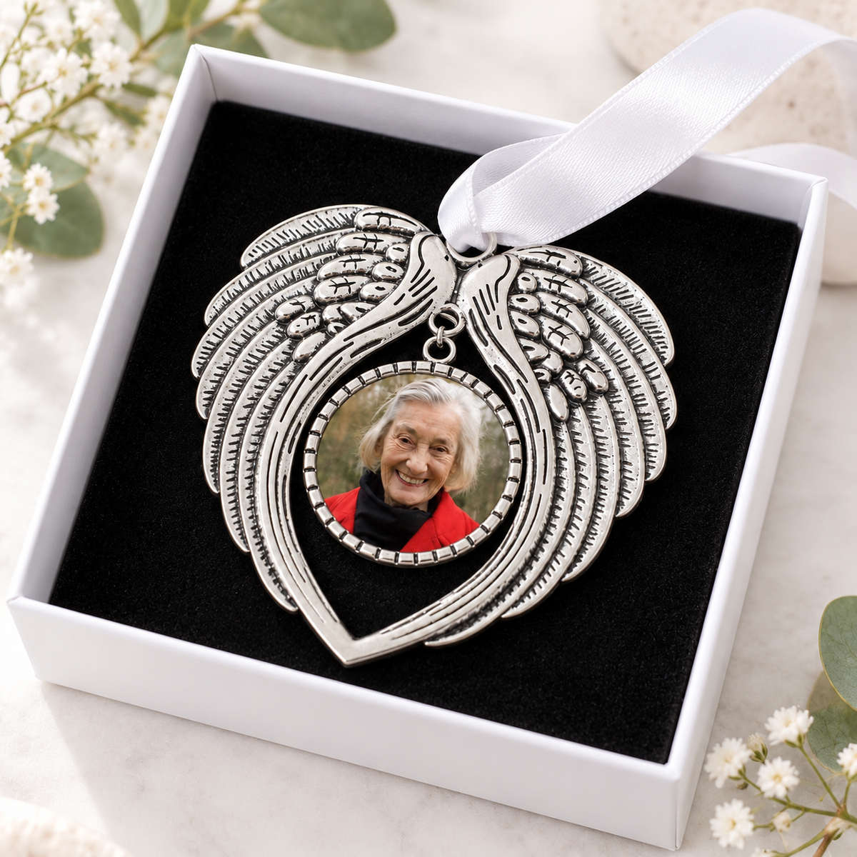 Personalised Memorial Angel Wings Photo Decoration