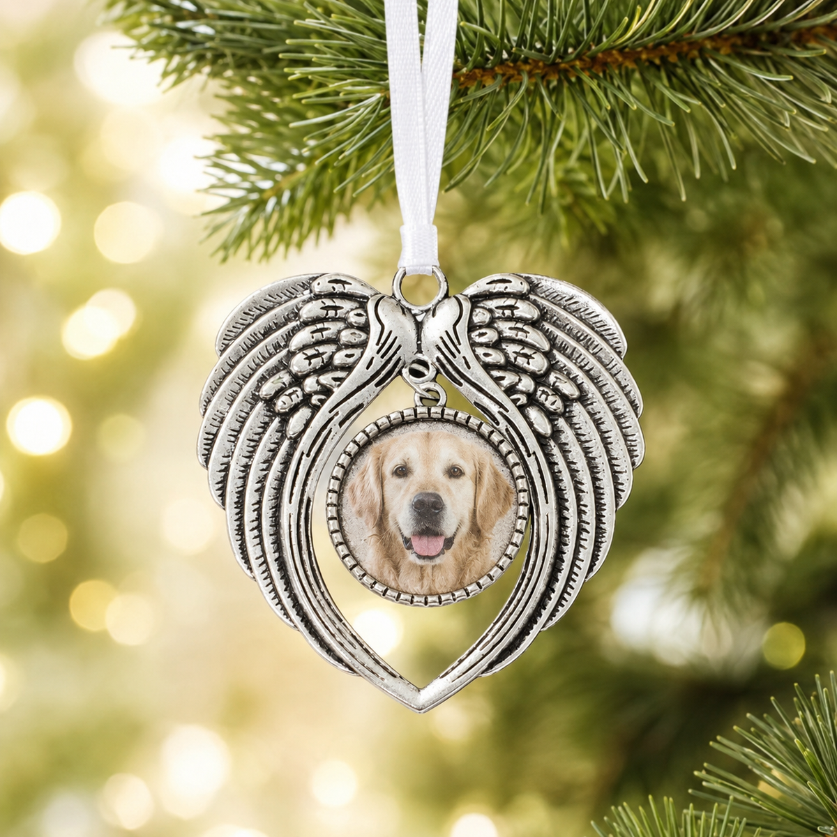 Personalised pet memorial angel wings decoration