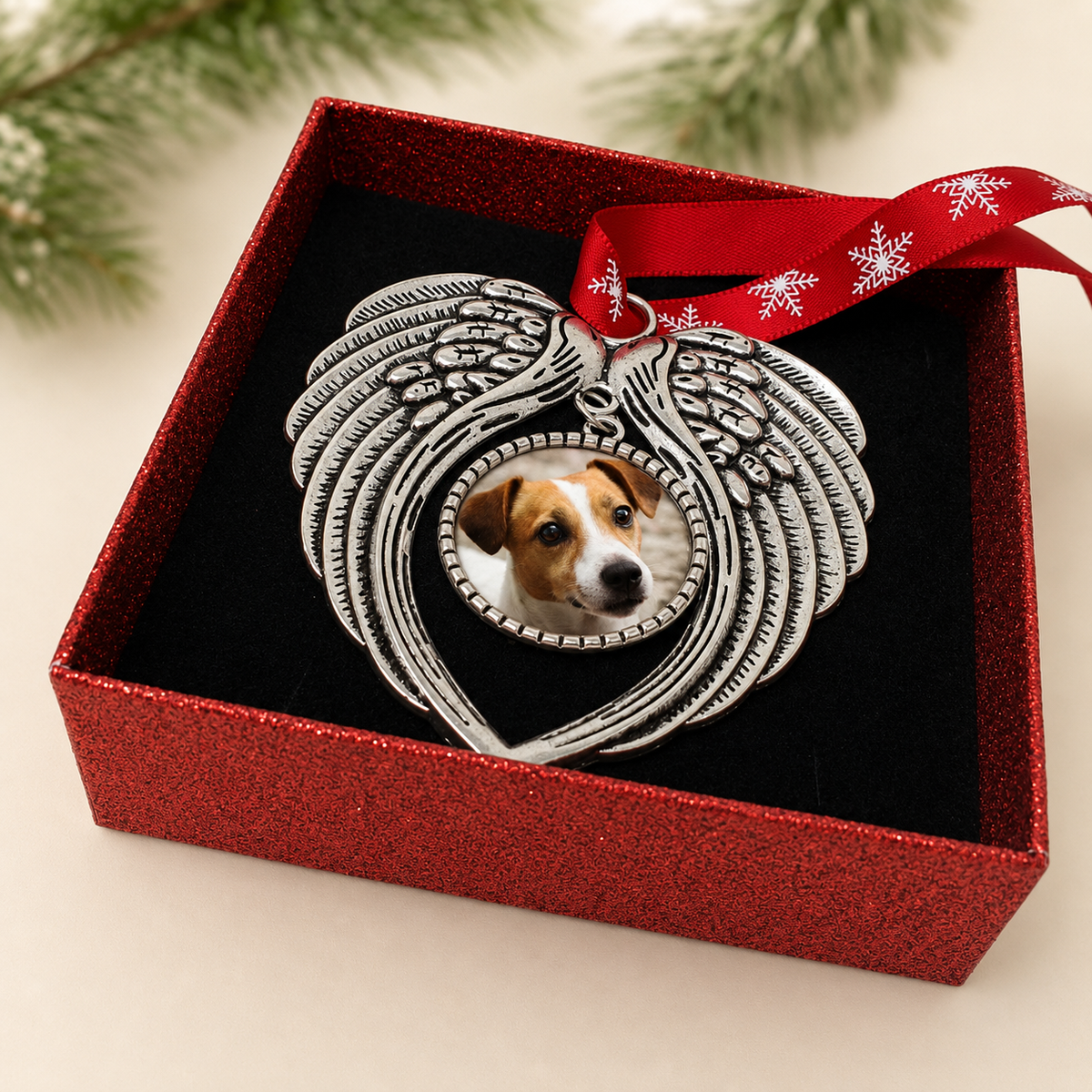 Personalised pet memorial angel wings decoration