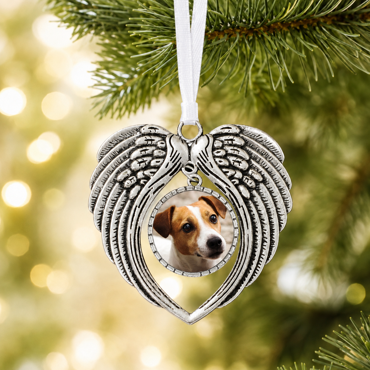 Personalised pet memorial angel wings decoration