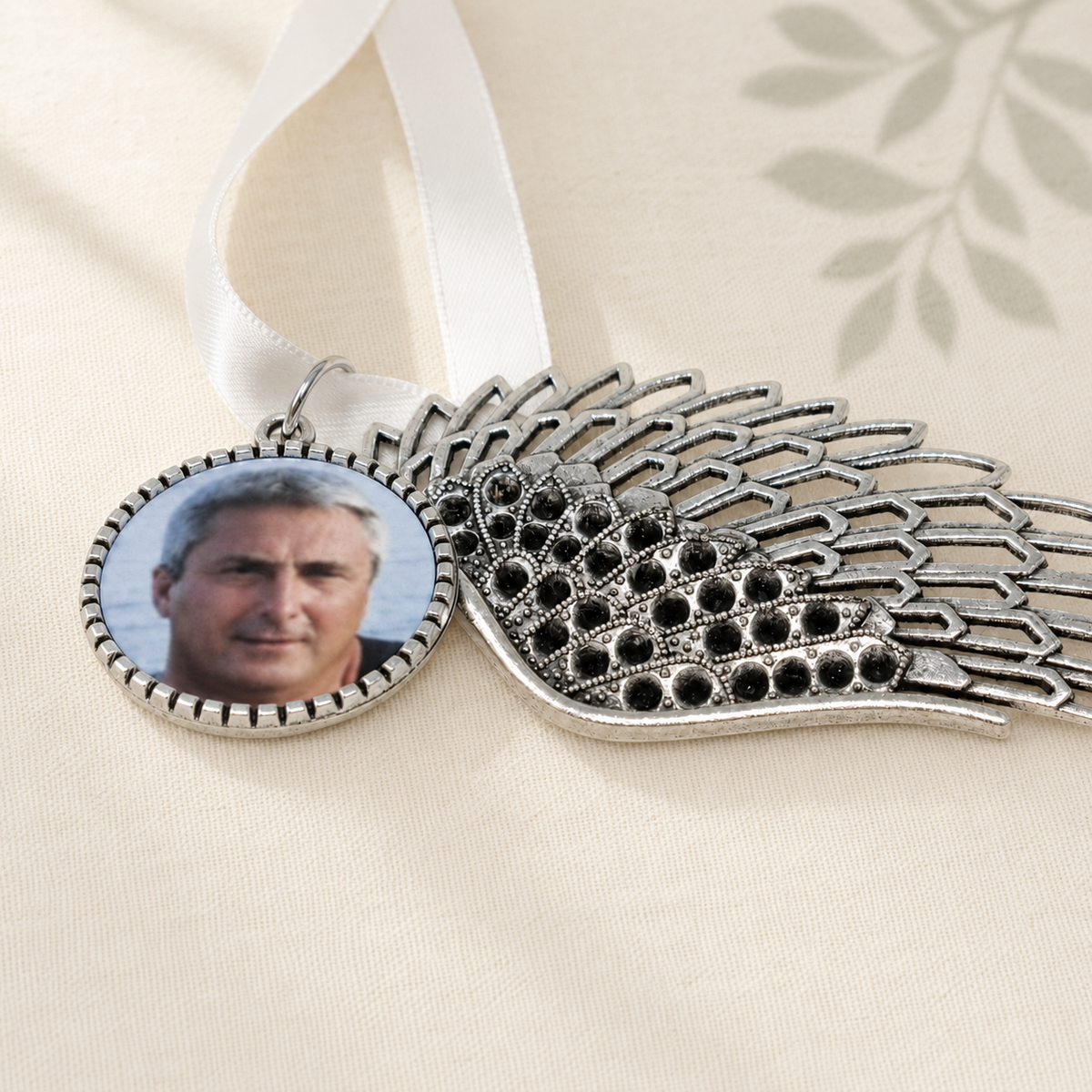 Personalised photo angel wing memorial decoration