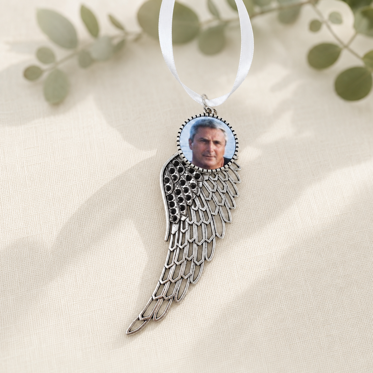 Personalised photo angel wing memorial decoration