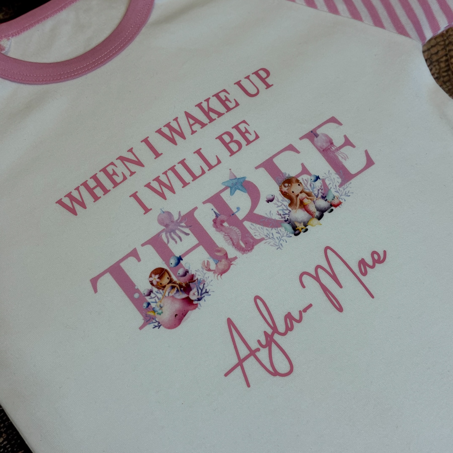 'When I Wake Up' Pink Birthday Pyjamas