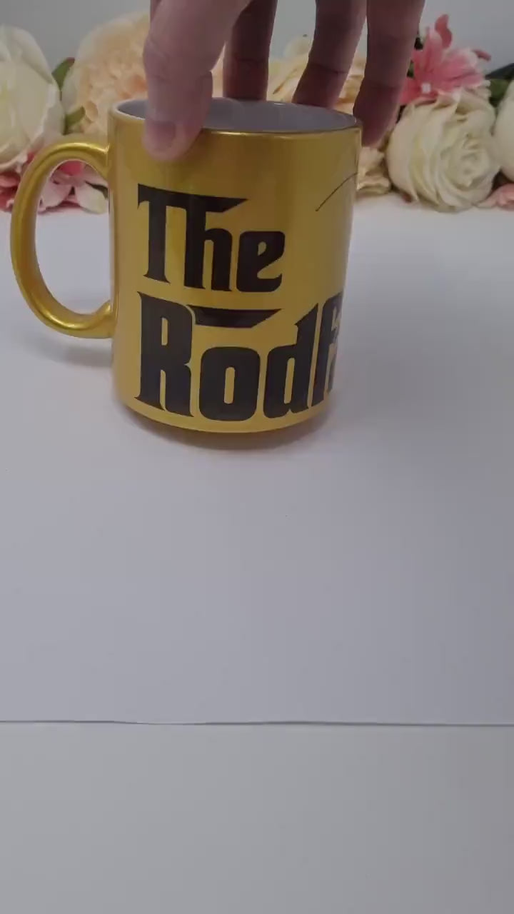 Fishing Mug, Father's Day Gift, The Rodfather Mug, Gold Mug, Gift For Him