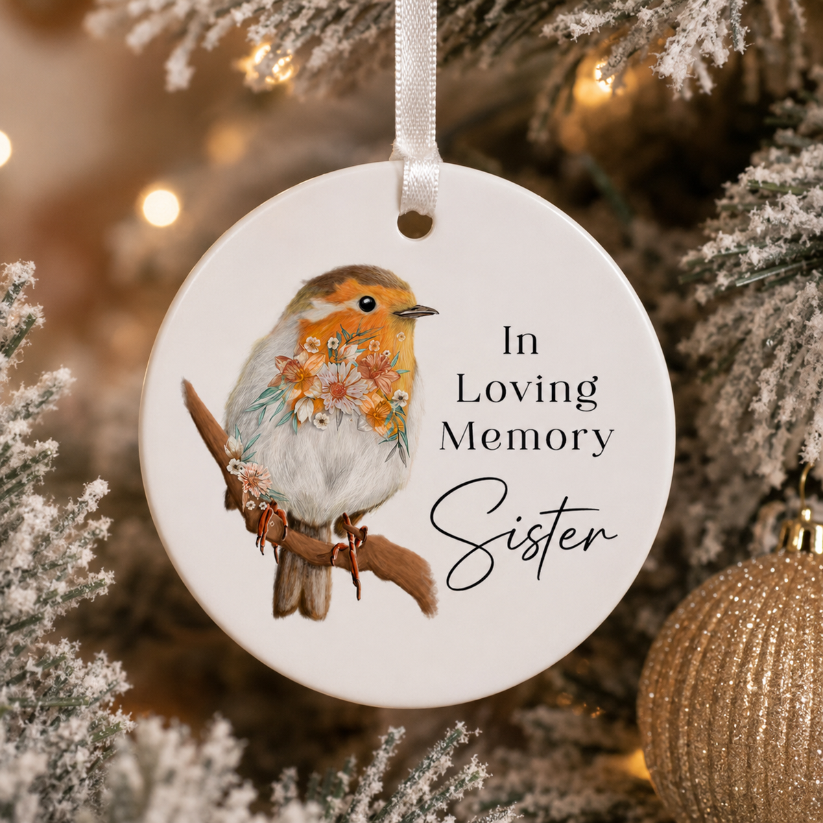 Personalised Robin Memorial Hanging Decoration