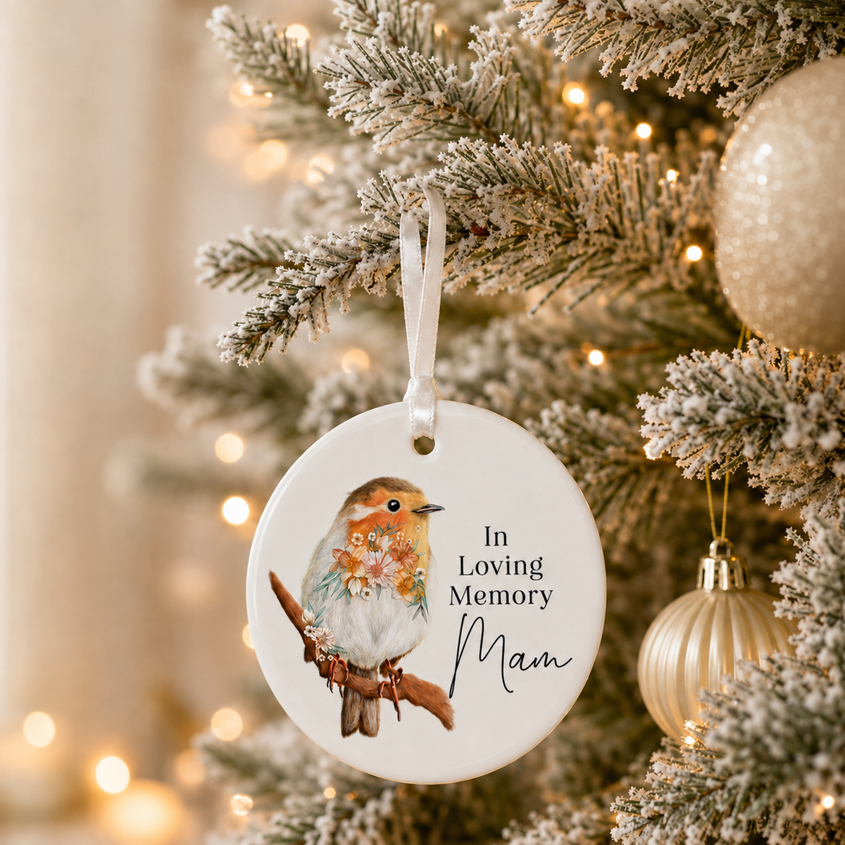 Personalised Robin Memorial Hanging Decoration