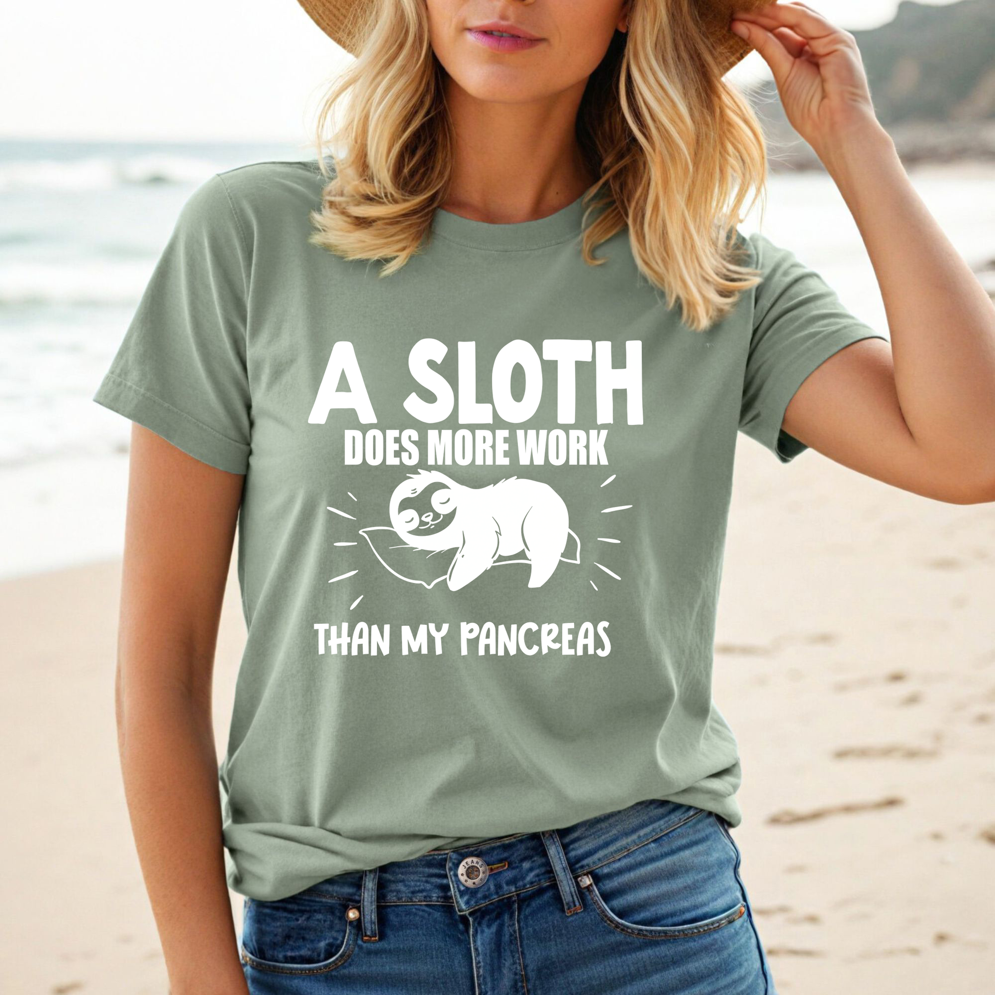 'A sloth does more work than my pancreas' T-shirt