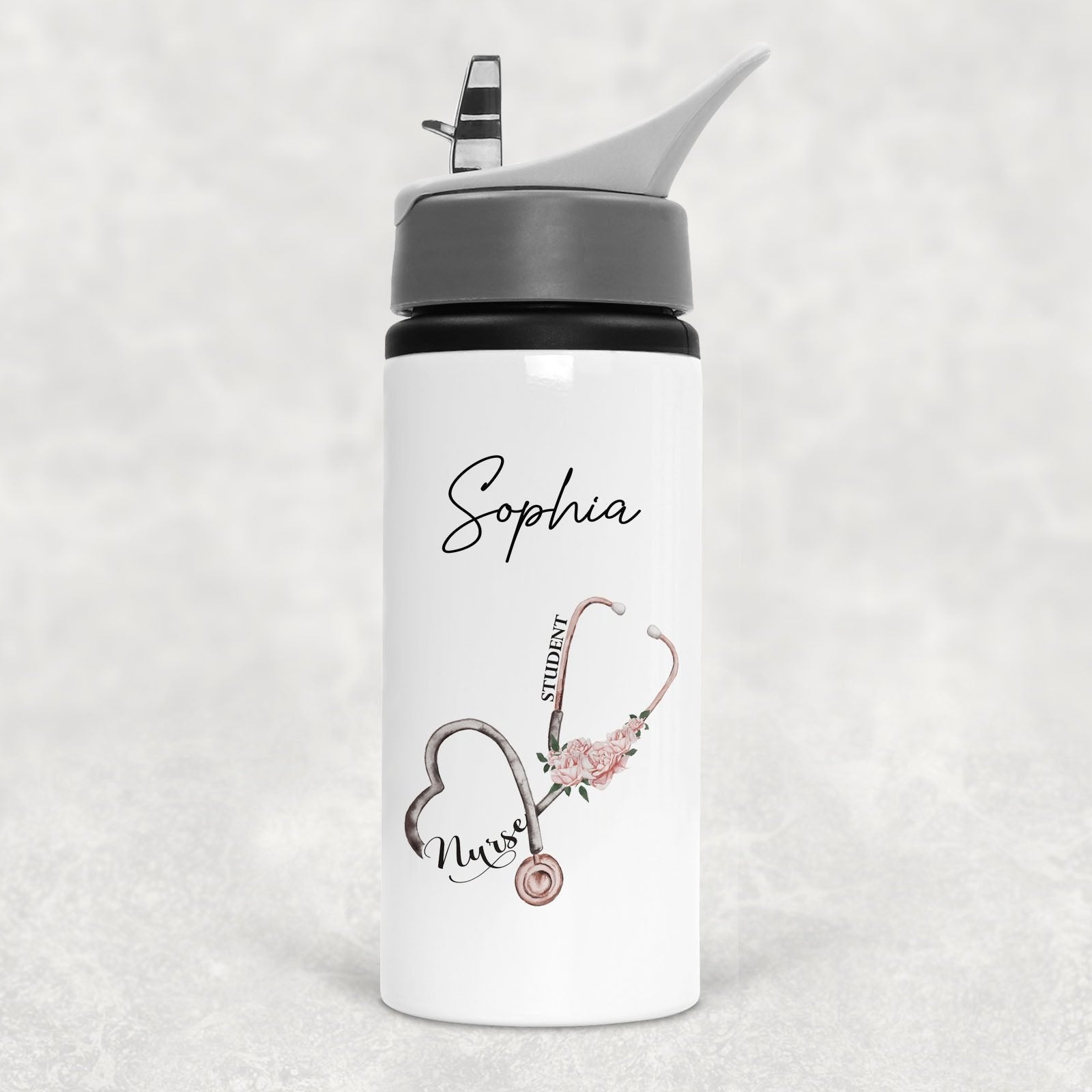 Nurse, Student Nurse Grey Lid Water Bottle
