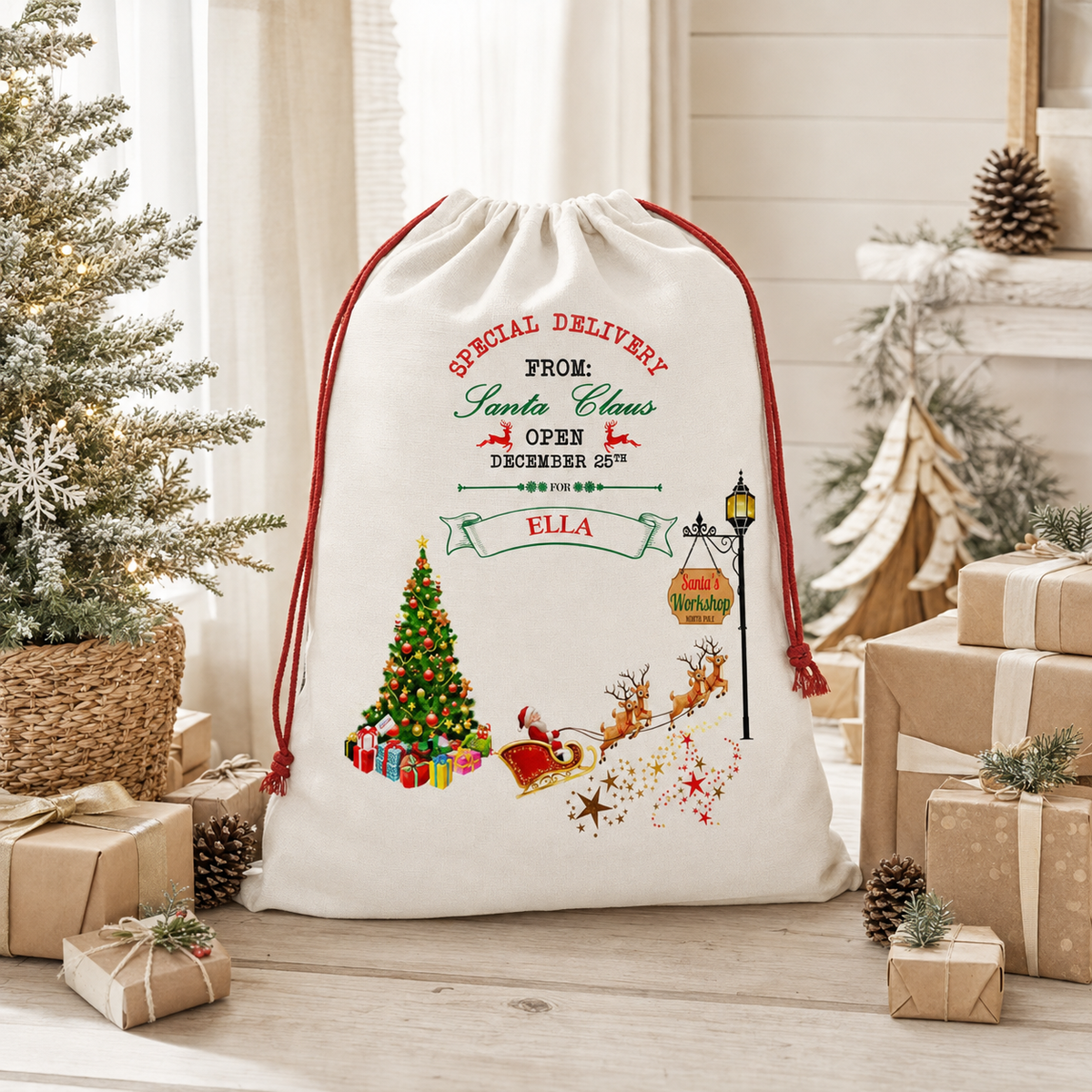 Personalised traditional luxury Christmas sack