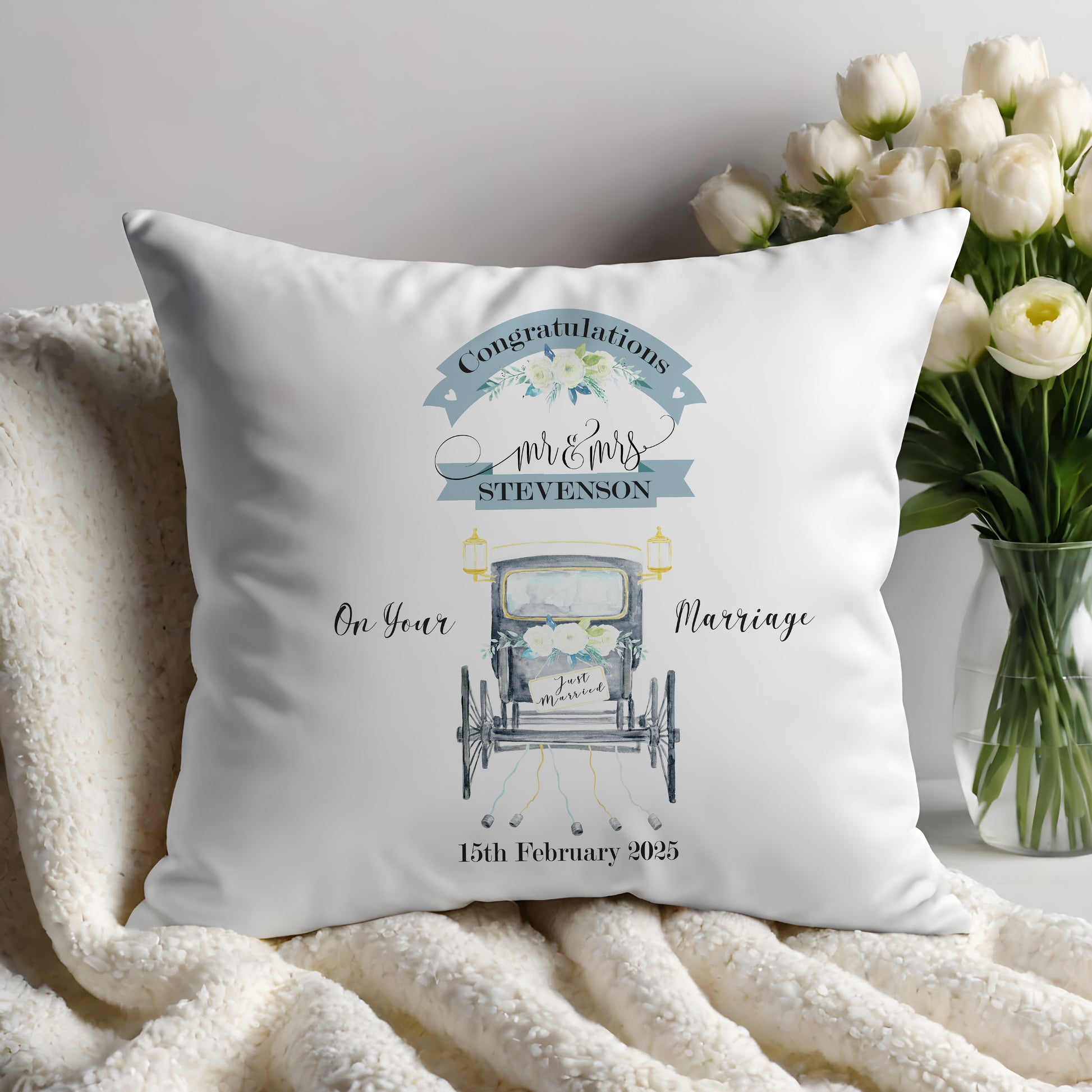 Personalised Wedding Carriage Cushion